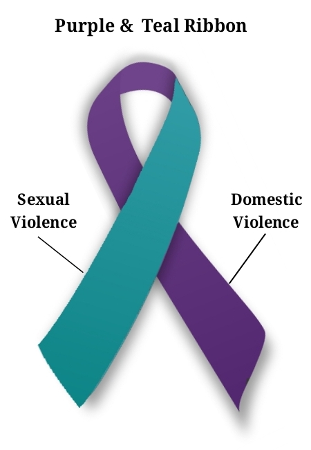 Domestic Violence and Sexual Violence Awareness Ribbon, purple and teal