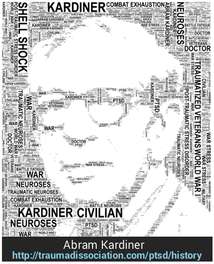 Text portrait of Abram Kardiner, in 1941 he proposed that the various civilian and military versions of PTSD were the same condition. (Image license: CC BY-SA 4.0)