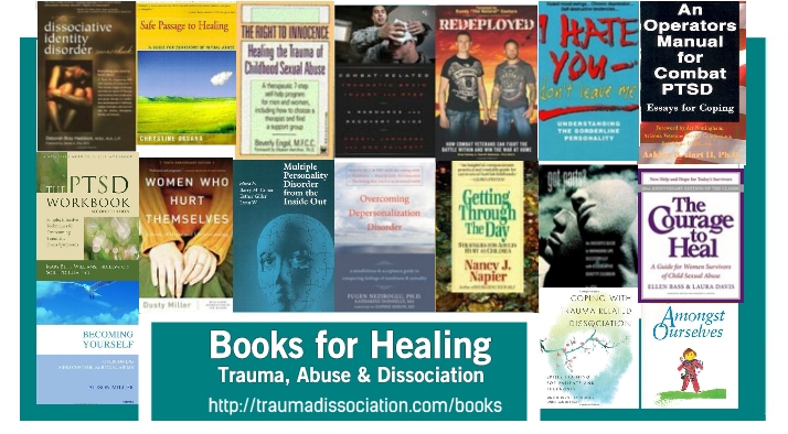 PTSD, trauma, abuse and dissociation book covers from traumadissociation.com