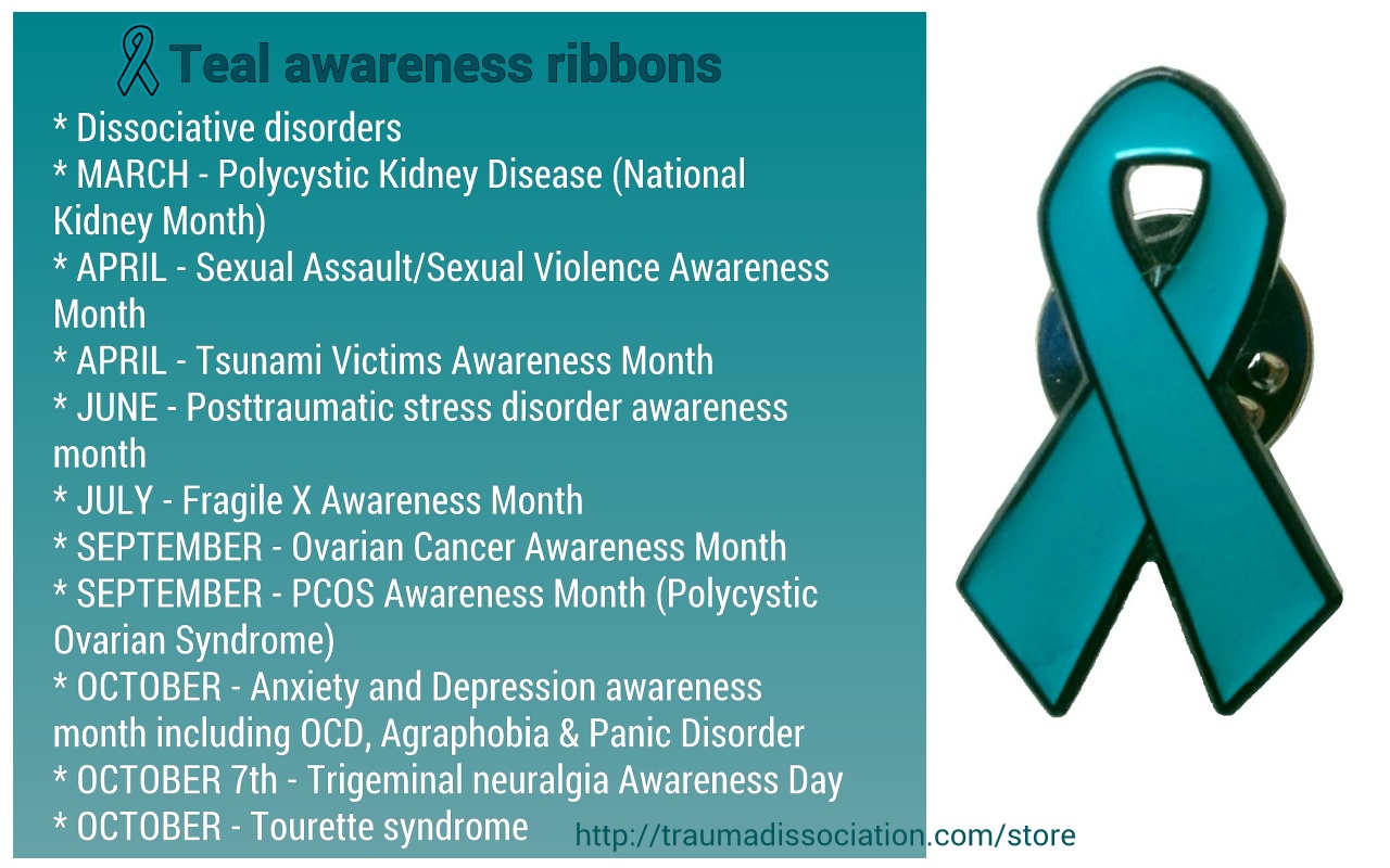 teal ribbon meanings and awareness months